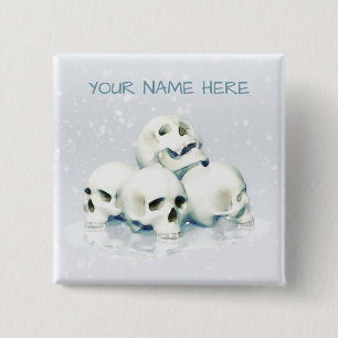 Bóton Quadrado 5.08cm Crânios na neve. Personalizado