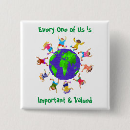 Bóton Quadrado 5.08cm Crianças importantes e valiosas