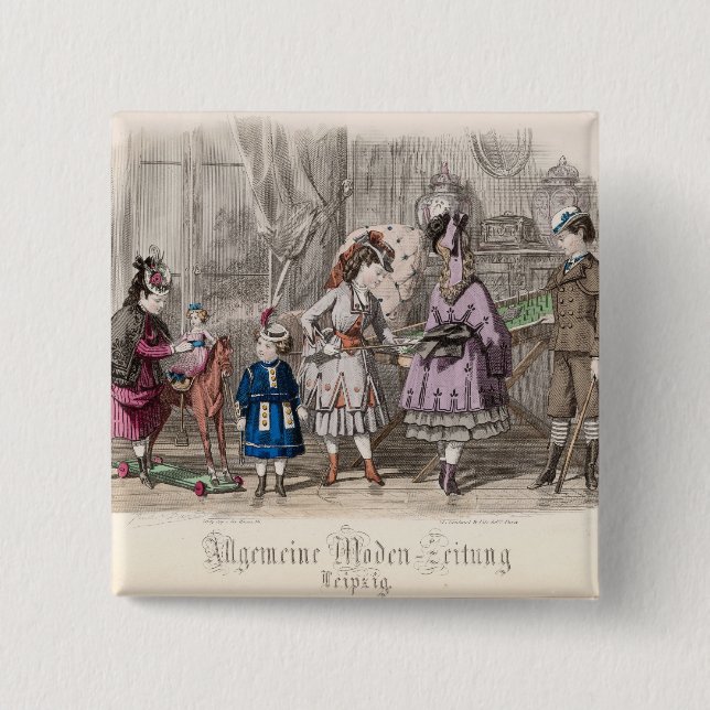 Bóton Quadrado 5.08cm Crianças no jogo (Frente)