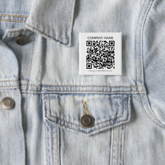Bóton Quadrado 5.08cm Crie seu próprio código QR | Preto e Branco