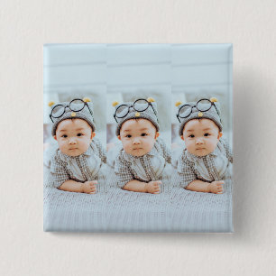 Bóton Quadrado 5.08cm Crie Sua Própria Colagem de 3 Fotos Personalizada