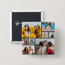 Bóton Quadrado 5.08cm Crie sua própria colagem de 8 fotos