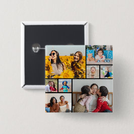 Bóton Quadrado 5.08cm Crie sua própria colagem de 8 fotos