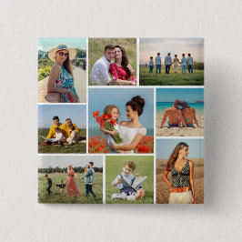Bóton Quadrado 5.08cm Crie sua própria colagem de fotos de 9
