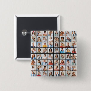 Bóton Quadrado 5.08cm Crie Sua Própria Colagem de Fotos Personalizada de
