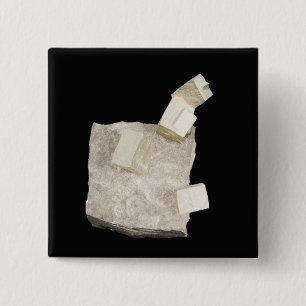 Bóton Quadrado 5.08cm Cristais da pirite no xisto