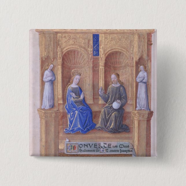 Bóton Quadrado 5.08cm Cristo e a Virgem Maria Enthroned (Frente)