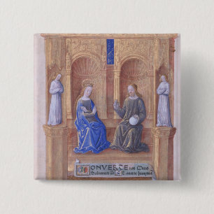 Bóton Quadrado 5.08cm Cristo e a Virgem Maria Enthroned