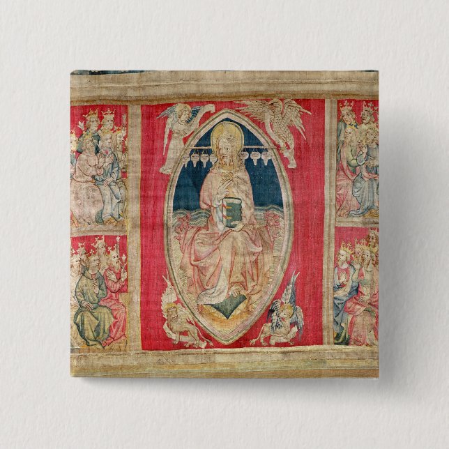 Bóton Quadrado 5.08cm Cristo enthroned com os animais apocalípticos (Frente)