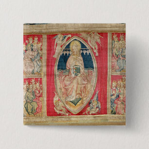 Bóton Quadrado 5.08cm Cristo enthroned com os animais apocalípticos