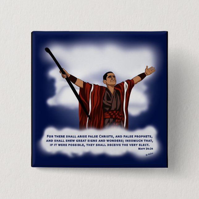 Bóton Quadrado 5.08cm Cristo falso (Obama) (Frente)