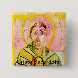 Bóton Quadrado 5.08cm Cristo Sacerdote