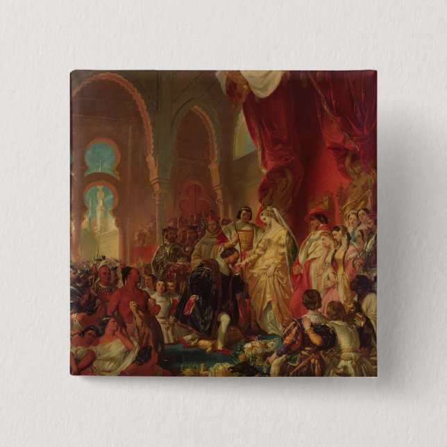 Bóton Quadrado 5.08cm Cristóvão Colombo (Frente)