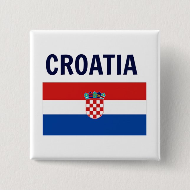 Bóton Quadrado 5.08cm Croácia - Bandeira da Croácia (Frente)