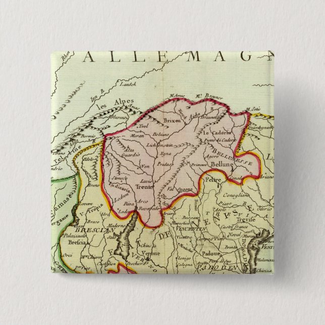 Bóton Quadrado 5.08cm Croácia, Eslovênia, Itália (Frente)