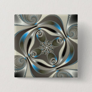 Bóton Quadrado 5.08cm Cromo - Fractal