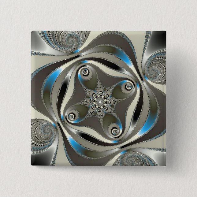 Bóton Quadrado 5.08cm Cromo - Fractal (Frente)