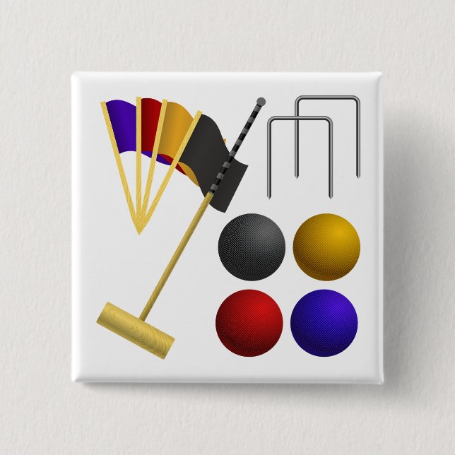 Bóton Quadrado 5.08cm Croquet Equipment Set Mallet Balls Hoops (Frente)