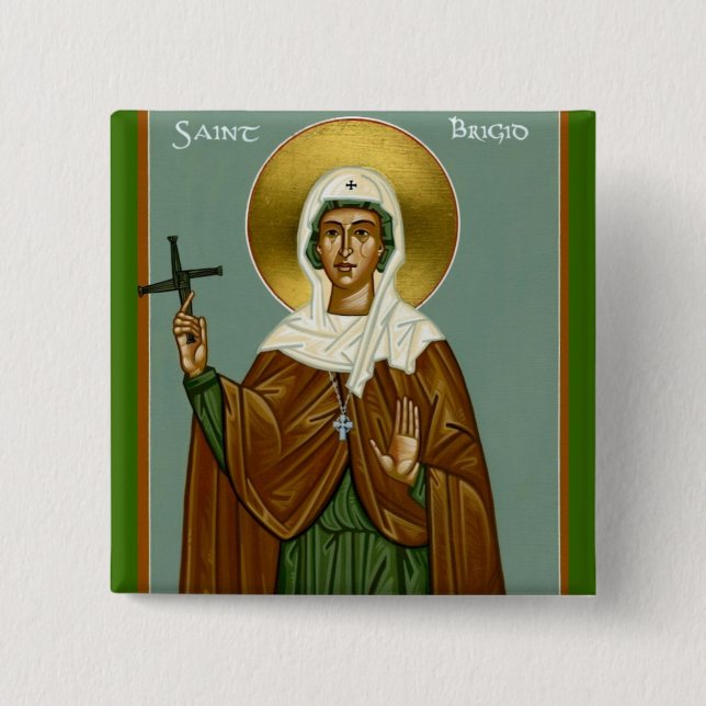 Bóton Quadrado 5.08cm Cruz da Brigada santo (Frente)
