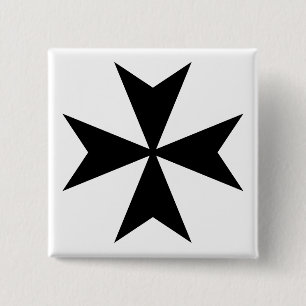 Bóton Quadrado 5.08cm Cruz de Malta Preta