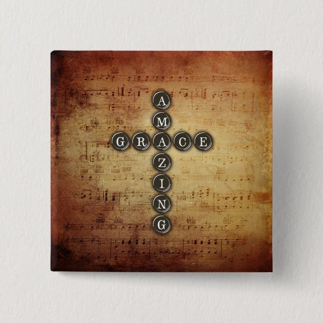 Bóton Quadrado 5.08cm Cruz surpreendente da benevolência na folha de (Frente)