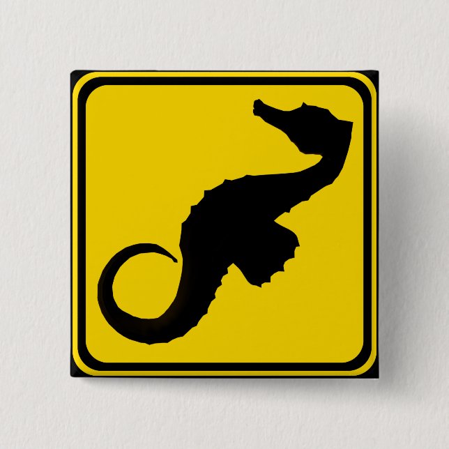 Bóton Quadrado 5.08cm Cruzamento de Cavalos-marinhos! (Frente)