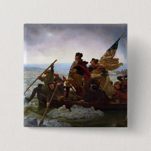 Bóton Quadrado 5.08cm Cruzando Delaware 1776: General George Washington