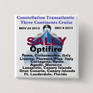 Bóton Quadrado 5.08cm Cruzeiro transatlântico de três continentes da