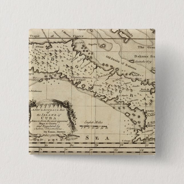 Bóton Quadrado 5.08cm Cuba 3 (Frente)
