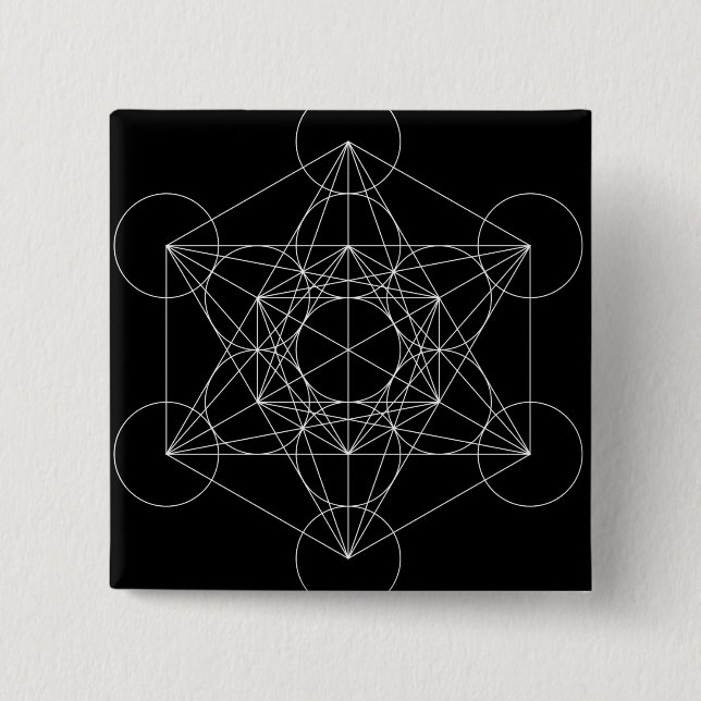 Bóton Quadrado 5.08cm Cubo de Metatron (Frente)