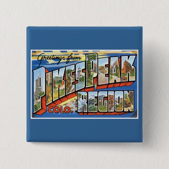 Bóton Quadrado 5.08cm Cumprimentos do pico dos piques, CO! (Frente)