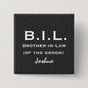 Bóton Quadrado 5.08cm CUNHADO V03 Wedding branco preto