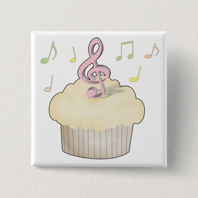 Bóton Quadrado 5.08cm Cupcake da música (Frente)