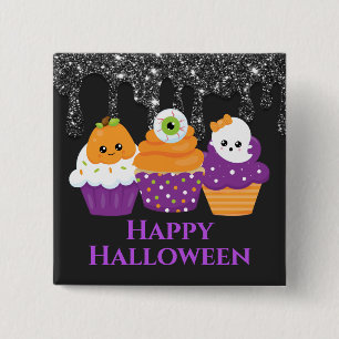 Bóton Quadrado 5.08cm Cupcakes de Halloween Kawaii Eyeball Pumpkin Ghost