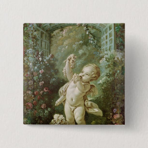 Bóton Quadrado 5.08cm Cupido com uvas