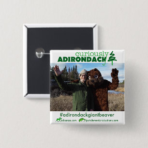 Bóton Quadrado 5.08cm Curiosa botão de Adirondack (castor gigante de
