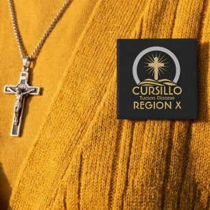 Bóton Quadrado 5.08cm Cursillo Cruz Radiantes na Colina Diocese e Região