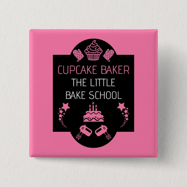 Bóton Quadrado 5.08cm Curso de cupcake (Frente)