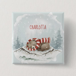 Bóton Quadrado 5.08cm Custom Winter Bear Badge