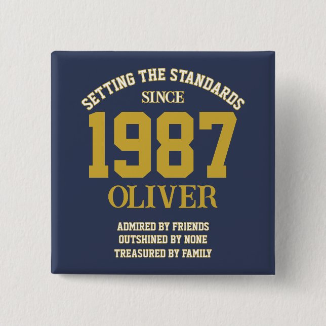 Bóton Quadrado 5.08cm Customizable Birthday gift (Frente)