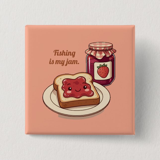 Bóton Quadrado 5.08cm [Customize] is my jam - cute jam and toast cartoon (Frente)