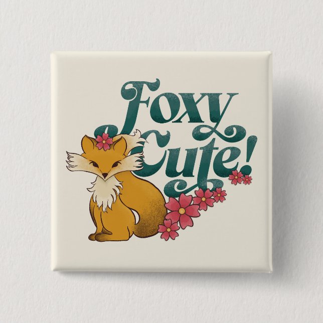 Bóton Quadrado 5.08cm Cuta Foxy com Flores (Frente)