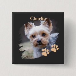 Bóton Quadrado 5.08cm Cute dog pet with customized name