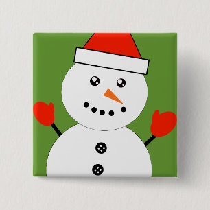 Bóton Quadrado 5.08cm Cute Kawaii Snowman