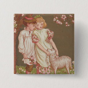 Bóton Quadrado 5.08cm Cute Kitschy Vintage Dia dos Namorados, Crianças c