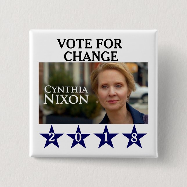 Bóton Quadrado 5.08cm Cynthia Nixon 2018 (Frente)