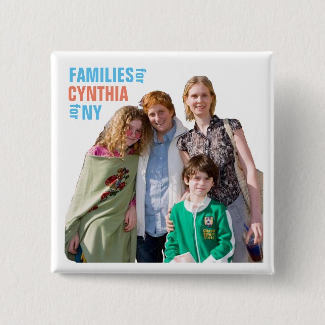 Bóton Quadrado 5.08cm Cynthia Nixon para o governador 2018 de NY (Frente)