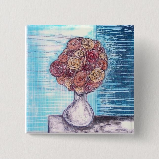 Bóton Quadrado 5.08cm Da "botão do respingo flor" (Frente)