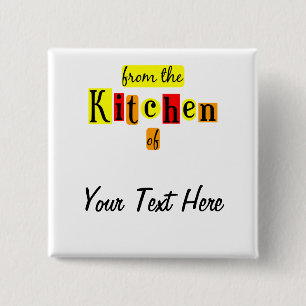 Bóton Quadrado 5.08cm Da Cozinha de Retro Custom Pinback