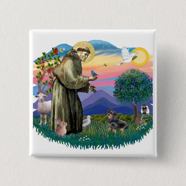 Bóton Quadrado 5.08cm Dachshund (preto e bronzeado) (Frente)